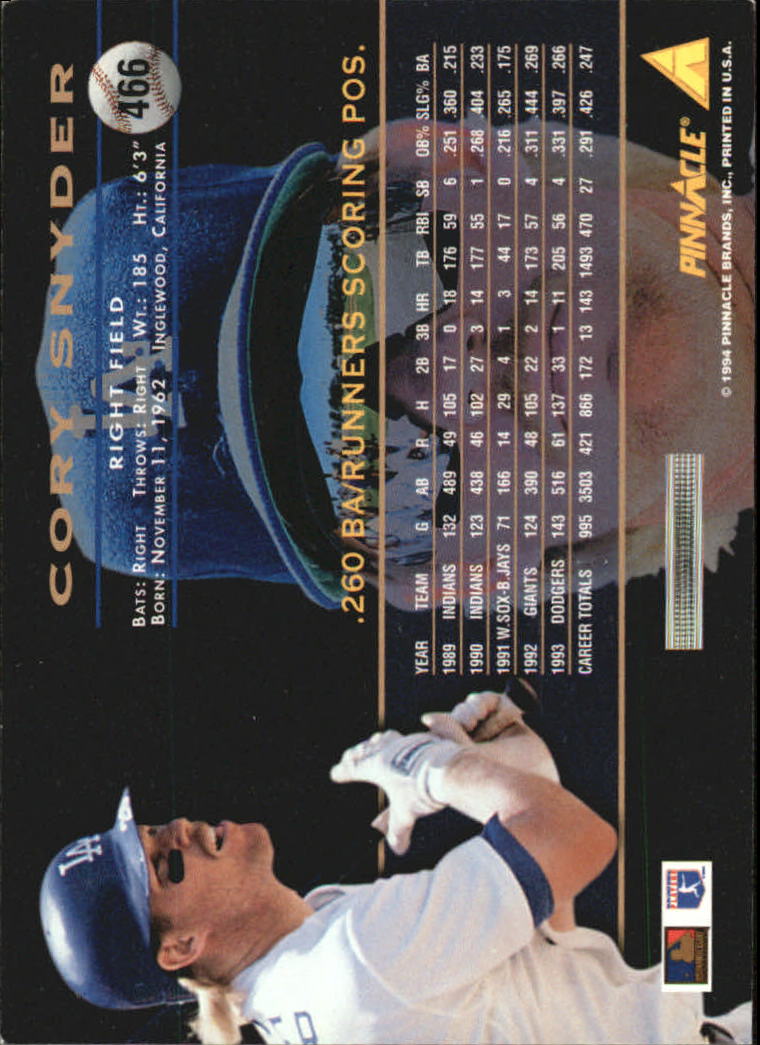 1994 Pinnacle Baseball Card Pick 251-500 - Picture 430 of 498