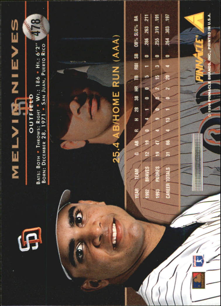 1994 Pinnacle Baseball Card Pick 251-500 - Picture 454 of 498