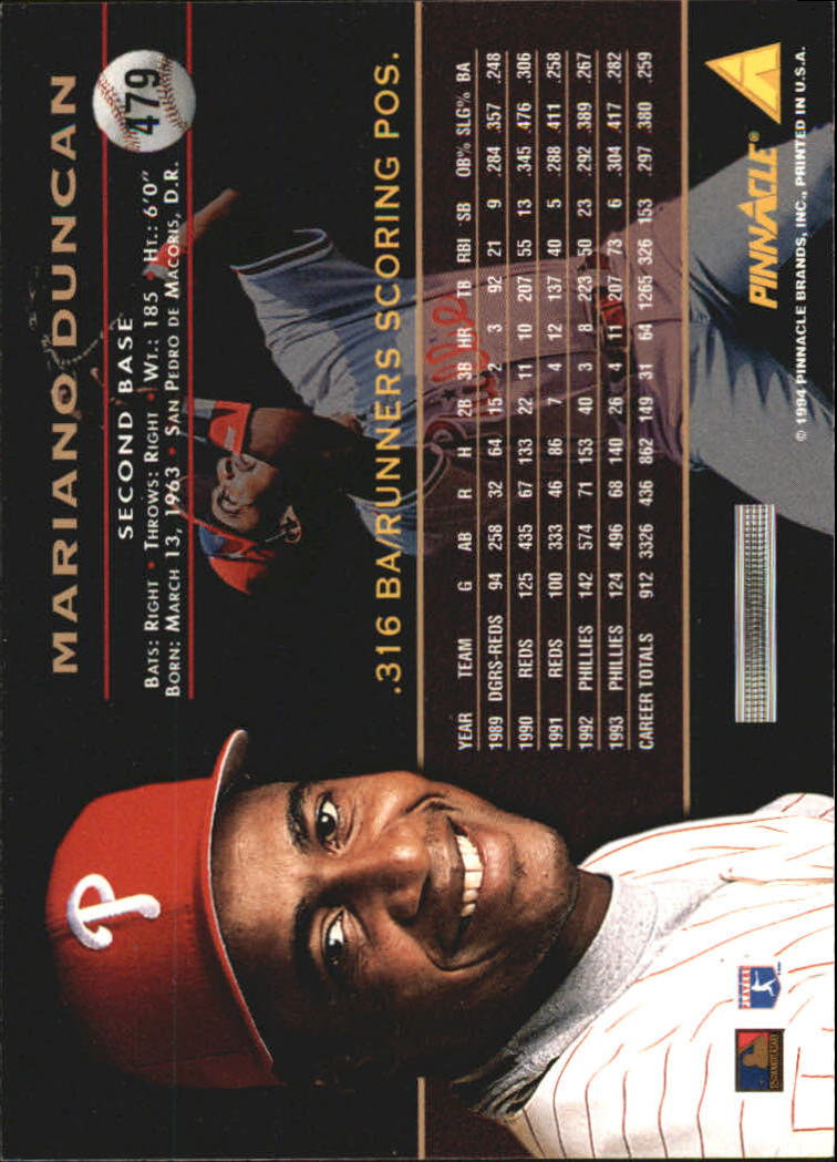 1994 Pinnacle Baseball Card Pick 251-500 - Picture 456 of 498
