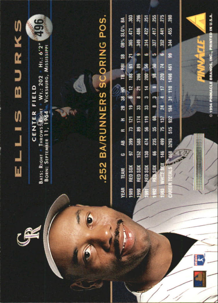 1994 Pinnacle Baseball Card Pick 251-500 - Picture 490 of 498