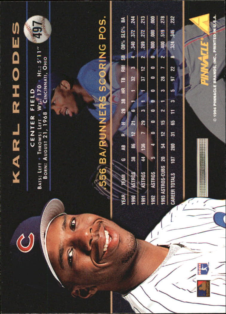 1994 Pinnacle Baseball Card Pick 251-500 - Picture 492 of 498