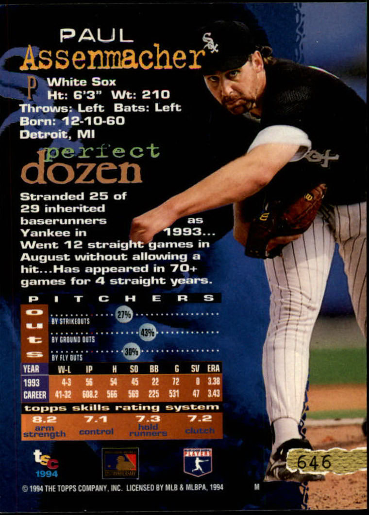 1994 Stadium Club Baseball Part 3 Main Set Card #501-720 - Picture 281 of 429