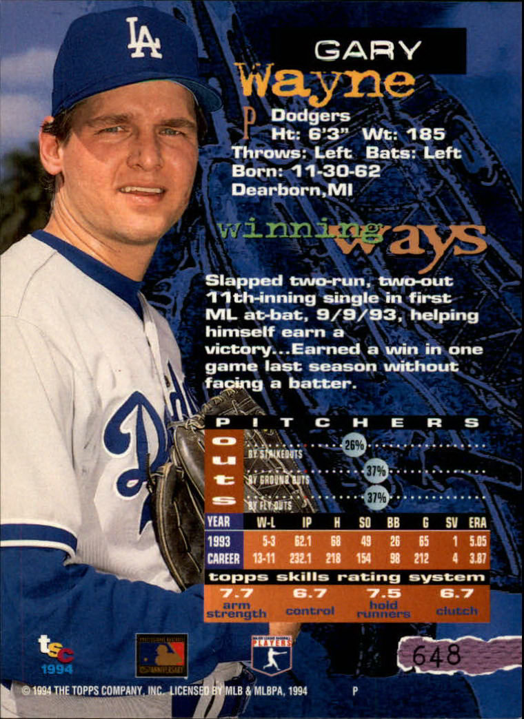 1994 Stadium Club Baseball Part 3 Main Set Card #501-720 - Picture 285 of 429