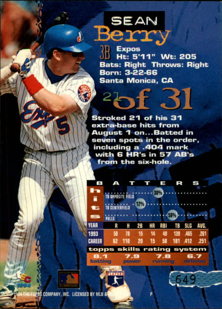 1994 Stadium Club Baseball Part 3 Main Set Card #501-720 - Picture 287 of 429