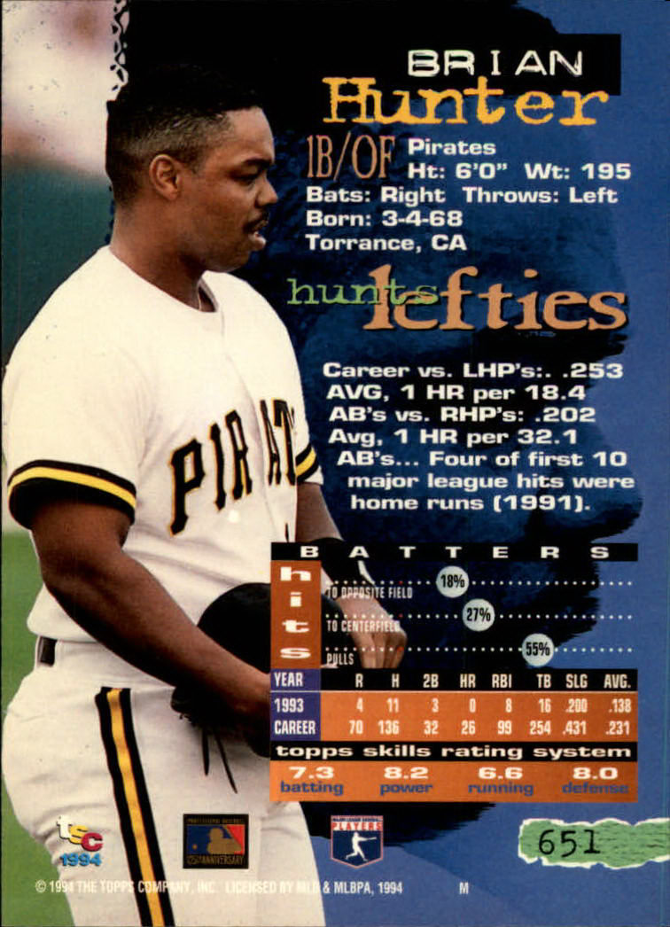 1994 Stadium Club Baseball Part 3 Main Set Card #501-720 - Picture 291 of 429