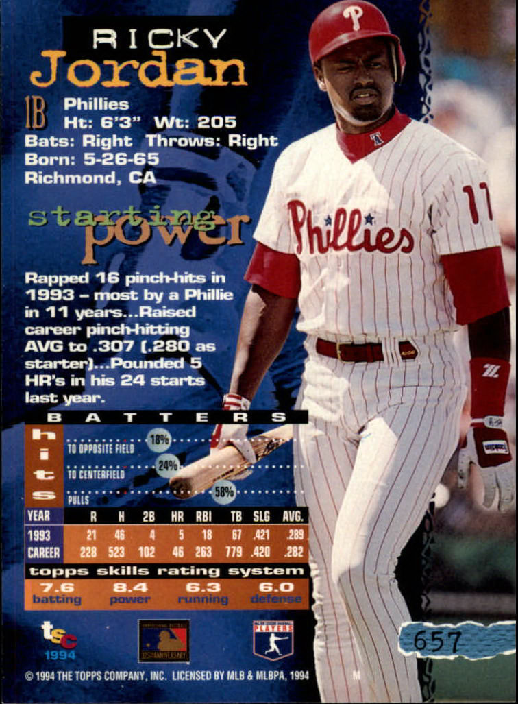 1994 Stadium Club Baseball Part 3 Main Set Card #501-720 - Picture 303 of 429