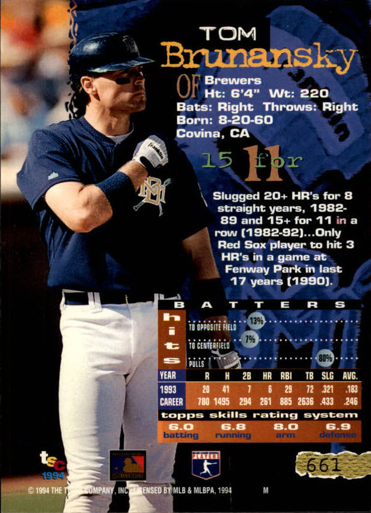 1994 Stadium Club Baseball Part 3 Main Set Card #501-720 - Picture 311 of 429