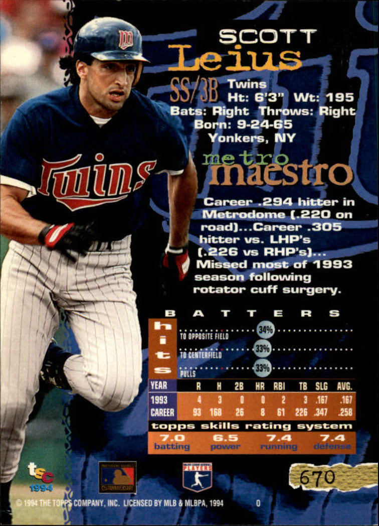 1994 Stadium Club Baseball Part 3 Main Set Card #501-720 - Picture 329 of 429