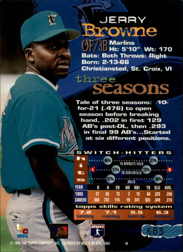 1994 Stadium Club Baseball Part 3 Main Set Card #501-720 - Picture 355 of 429