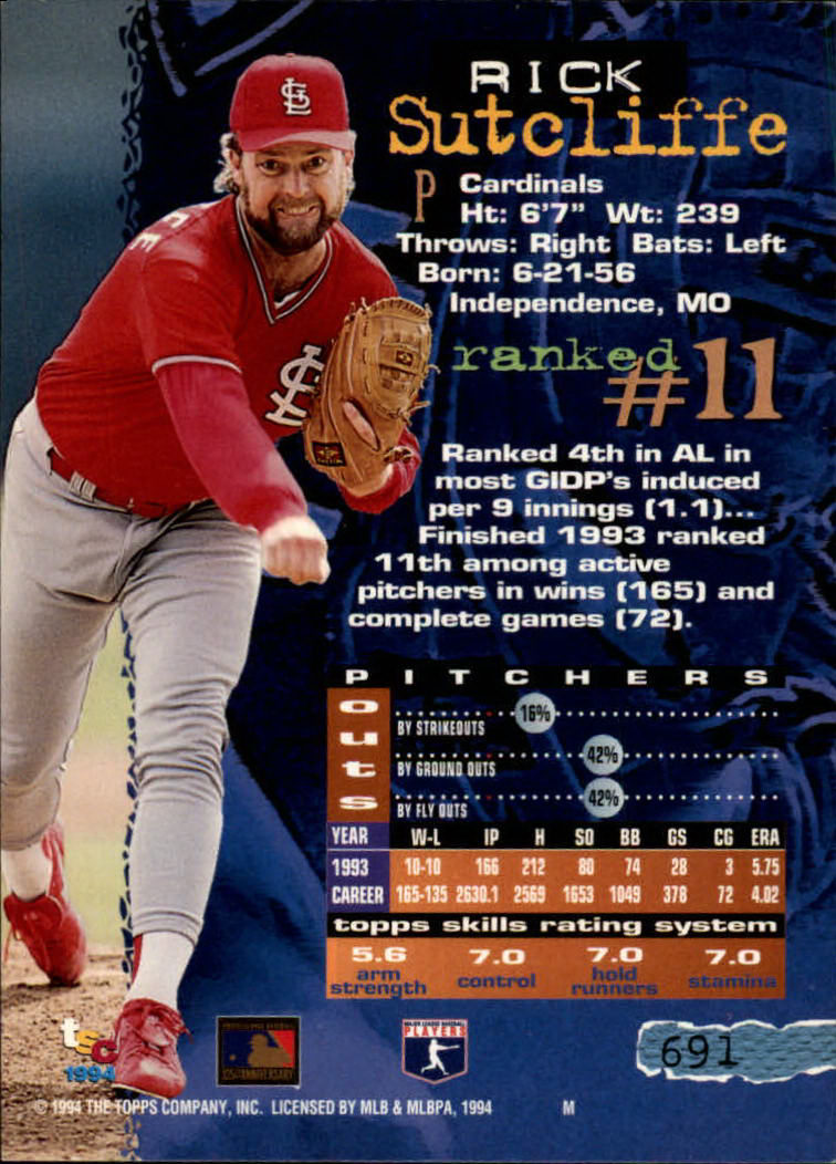 1994 Stadium Club Baseball Part 3 Main Set Card #501-720 - Picture 371 of 429