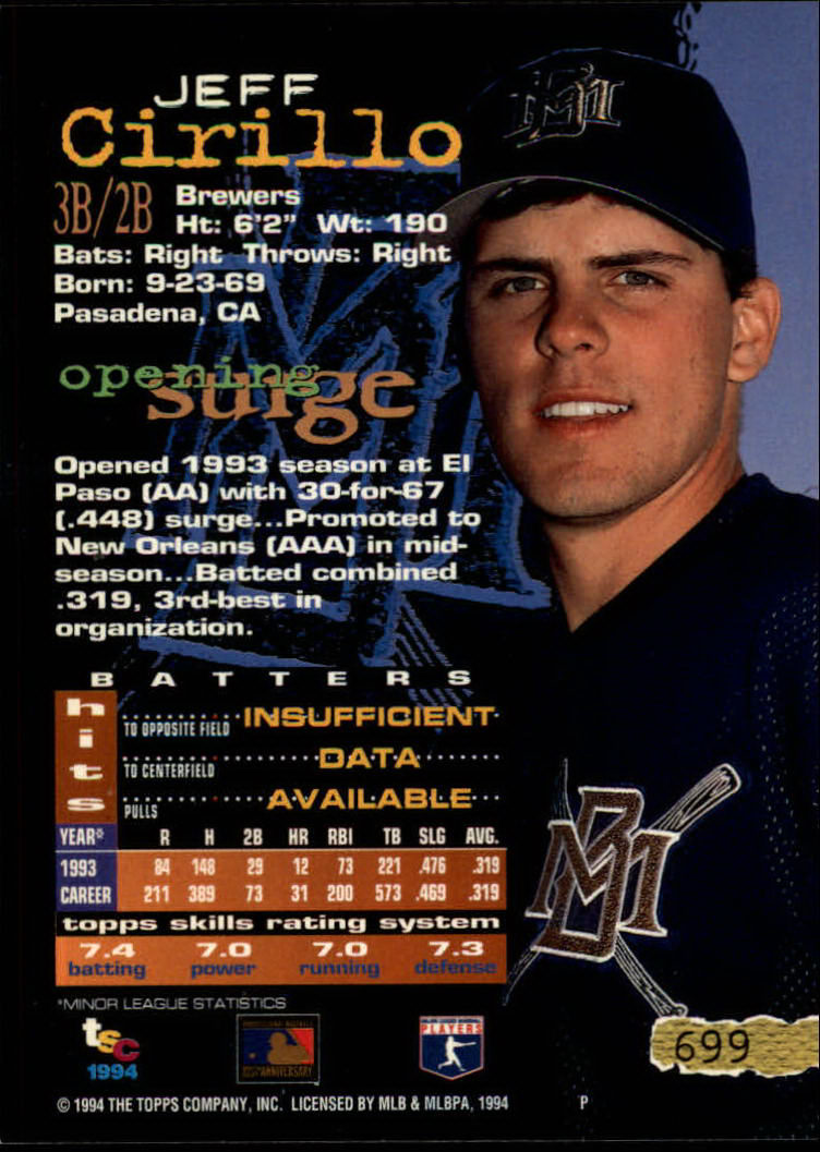 1994 Stadium Club Baseball Part 3 Main Set Card #501-720 - Picture 387 of 429