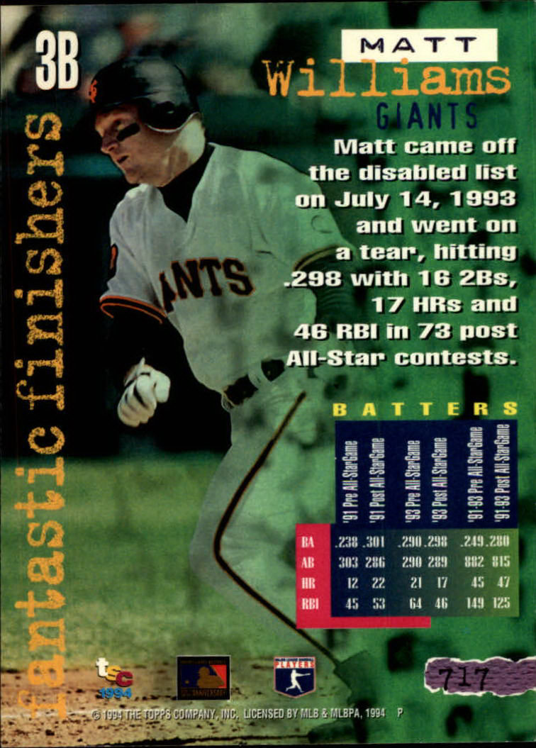 1994 Stadium Club Baseball Part 3 Main Set Card #501-720 - Picture 423 of 429