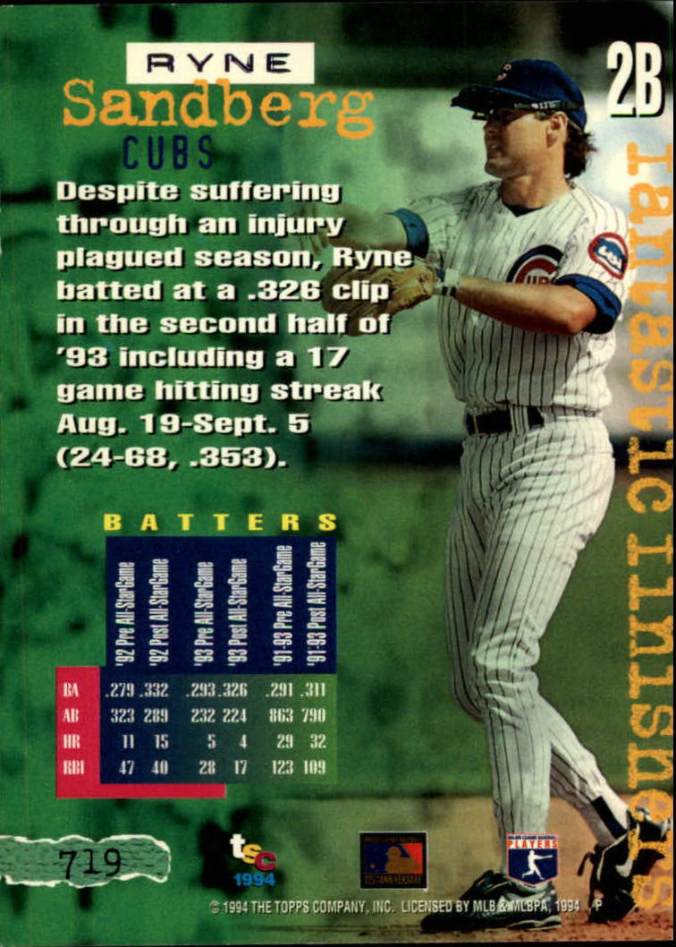 1994 Stadium Club Baseball Part 3 Main Set Card #501-720 - Picture 427 of 429