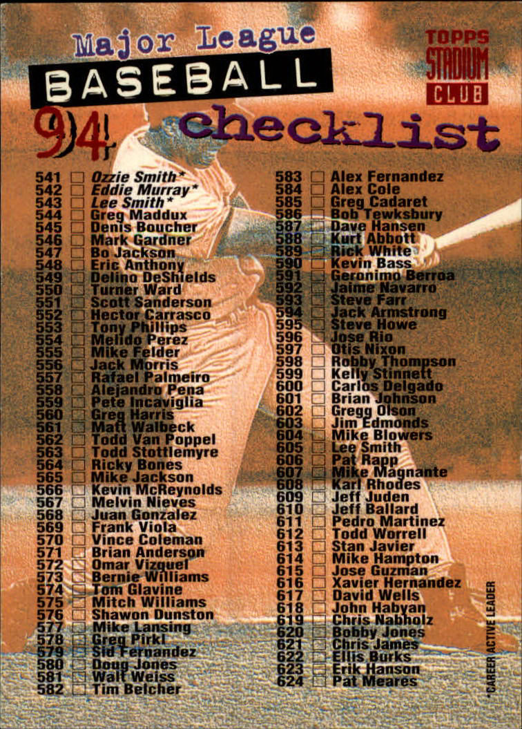 1994 Stadium Club Baseball Part 3 Main Set Card #501-720 - Picture 428 of 429