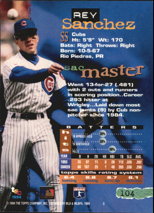 Tarjetas paralelas 1994 del Stadium Club de béisbol parte 4 edición del primer día - Imagen 21 de 89