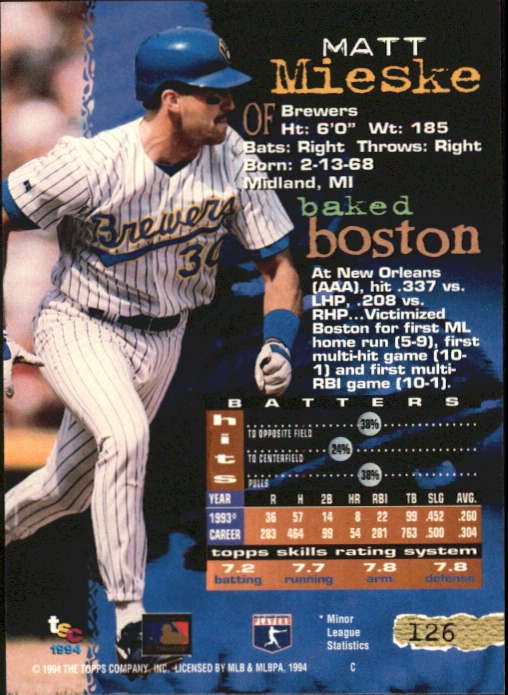 Tarjetas paralelas 1994 del Stadium Club de béisbol parte 4 edición del primer día - Imagen 27 de 89