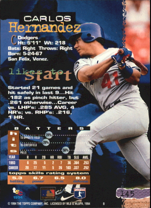 Tarjetas paralelas 1994 del Stadium Club de béisbol parte 4 edición del primer día - Imagen 31 de 89