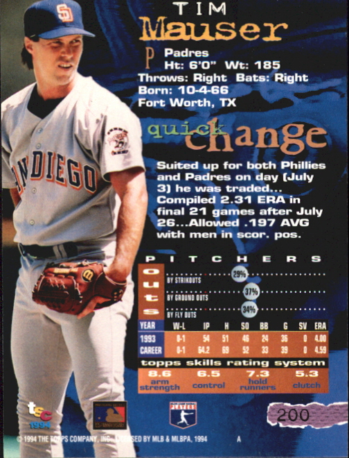 Tarjetas paralelas 1994 del Stadium Club de béisbol parte 4 edición del primer día - Imagen 47 de 89