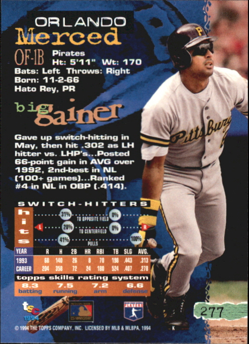 Tarjetas paralelas 1994 del Stadium Club de béisbol parte 4 edición del primer día - Imagen 57 de 89