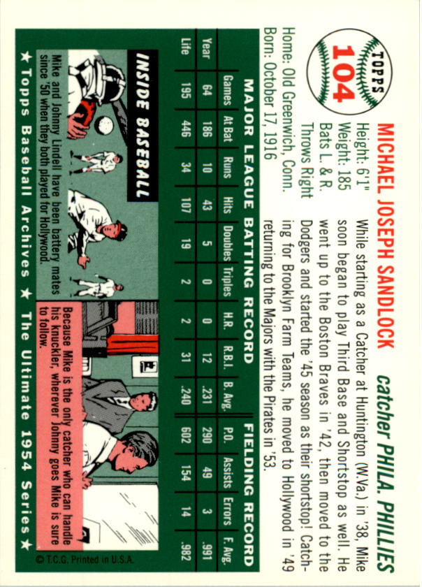 1994 Topps Archives 1954 Baseball - Picture 129 of 337