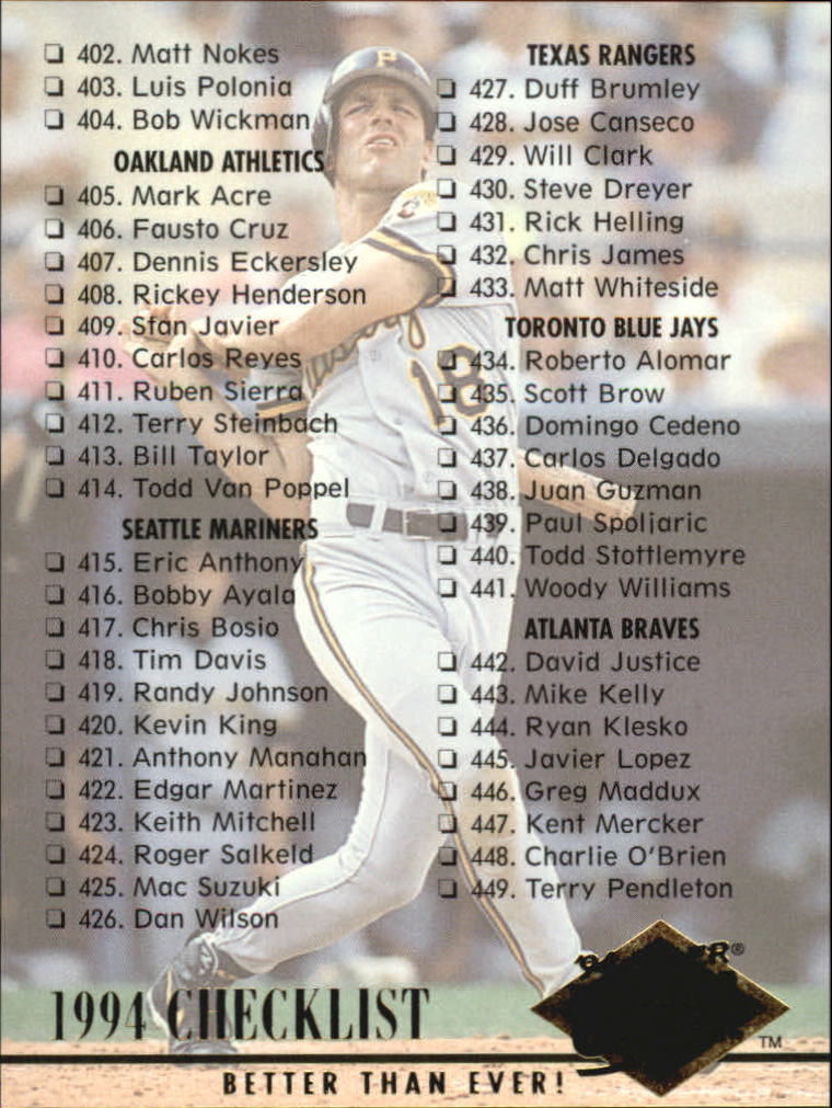 1994 Ultra Baseball Card Pick 502-600