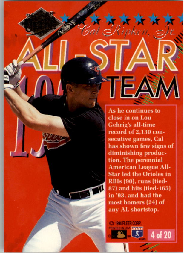 1994 Ultra (Fleer) Baseball "Insert" Cards - Picture 22 of 177