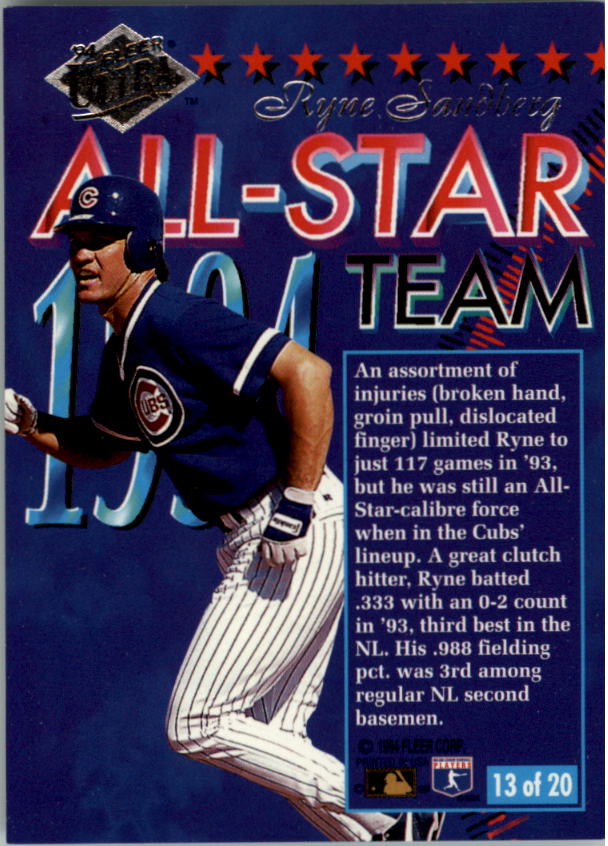 1994 Ultra (Fleer) Baseball "Insert" Cards - Picture 40 of 177