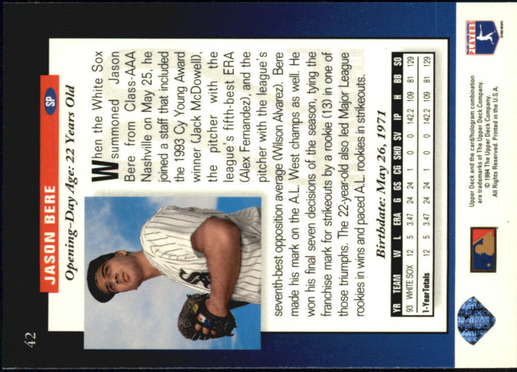 1994 Upper Deck Baseball Card Pick 1-250