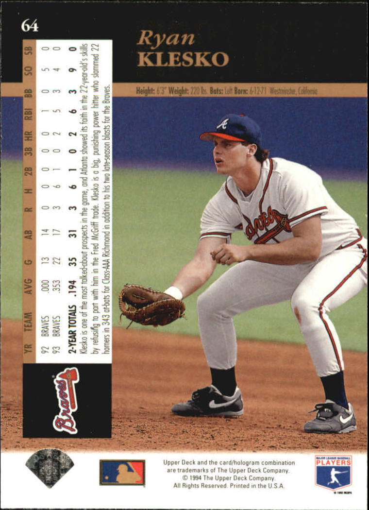 1994 Upper Deck Baseball Card Pick 1-250