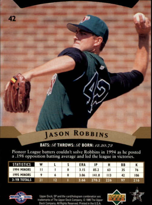 1995 SP Top Prospects - #42 Jason Robbins (RC)