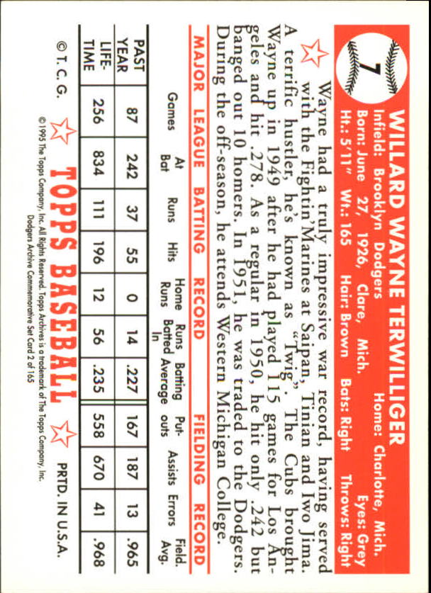 1995 Topps Archives Brooklyn Dodgers Baseball - Picture 3 of 186