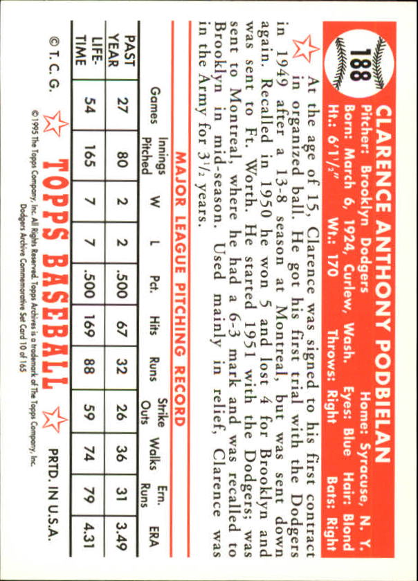 1995 Topps Archives Brooklyn Dodgers Baseball - Picture 11 of 186