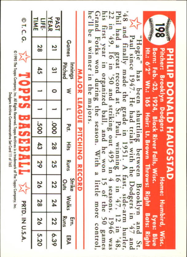 1995 Topps Archives Brooklyn Dodgers Baseball - Picture 13 of 186