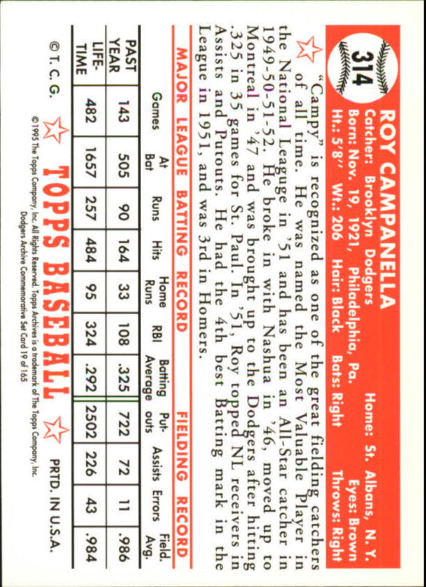 1995 Topps Archives Brooklyn Dodgers Baseball - Picture 22 of 186