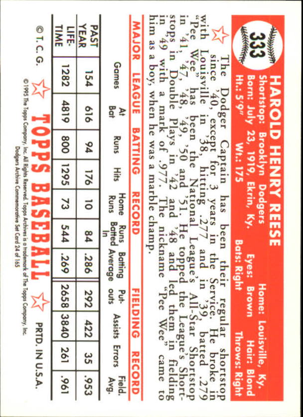 1995 Topps Archives Brooklyn Dodgers Baseball - Picture 29 of 186