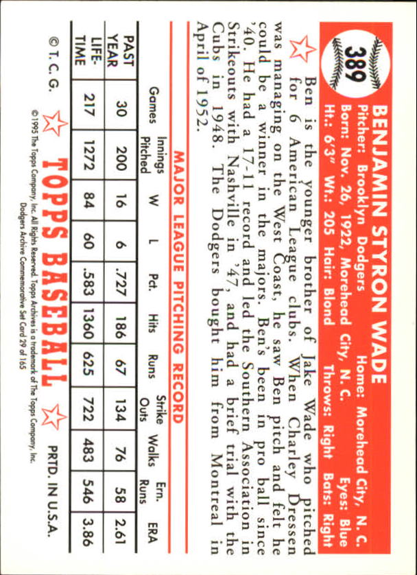 1995 Topps Archives Brooklyn Dodgers Baseball - Picture 37 of 186