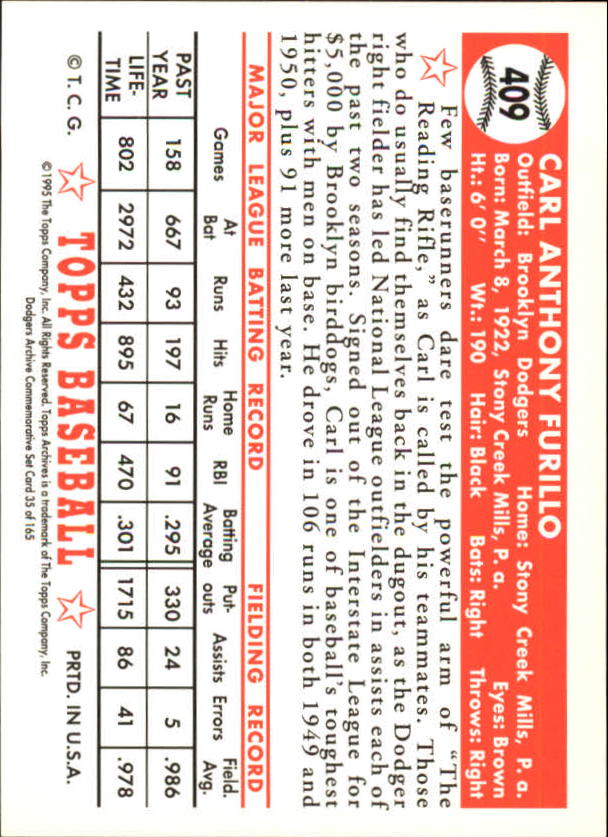 1995 Topps Archives Brooklyn Dodgers Baseball - Picture 44 of 186