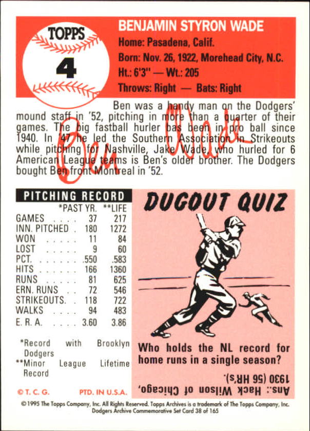 1995 Topps Archives Brooklyn Dodgers Baseball - Picture 47 of 186
