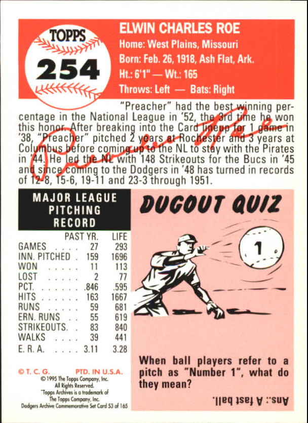 1995 Topps Archives Brooklyn Dodgers Baseball - Picture 65 of 186