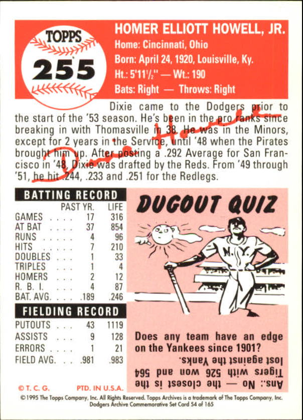 1995 Topps Archives Brooklyn Dodgers Baseball - Picture 67 of 186