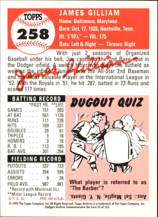 1995 Topps Archives Brooklyn Dodgers Baseball - Picture 69 of 186