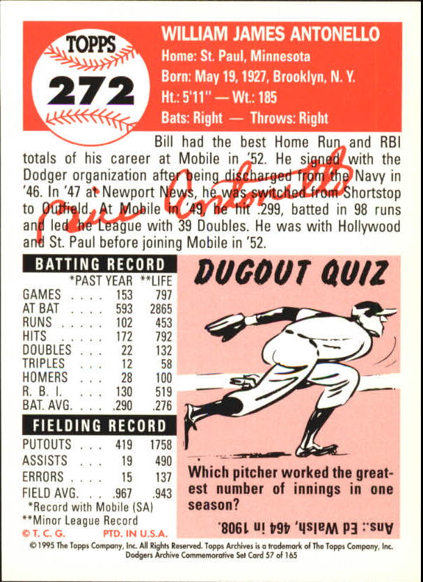 1995 Topps Archives Brooklyn Dodgers Baseball - Picture 73 of 186