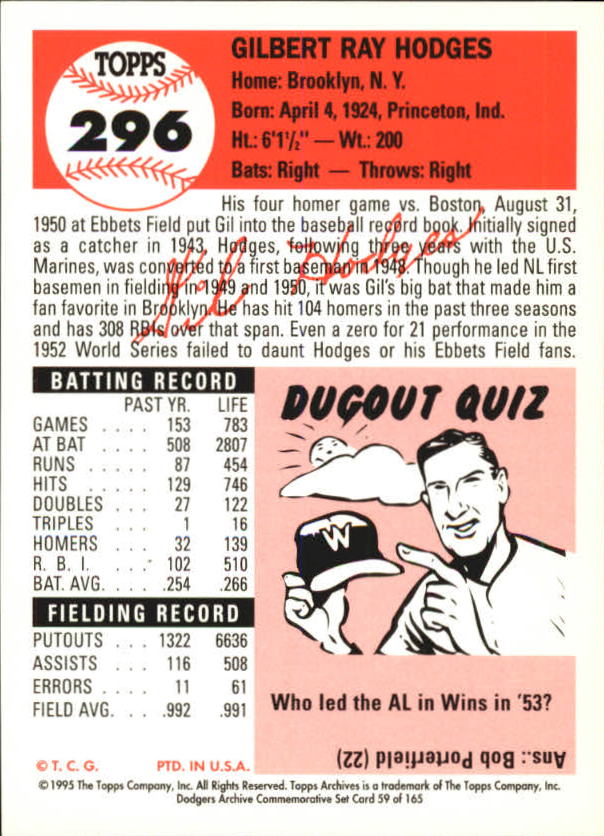 1995 Topps Archives Brooklyn Dodgers Baseball - Picture 75 of 186