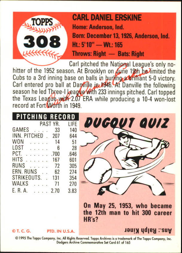 1995 Topps Archives Brooklyn Dodgers Baseball - Picture 78 of 186