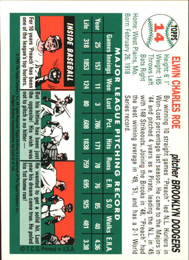 1995 Topps Archives Brooklyn Dodgers Baseball - Picture 85 of 186