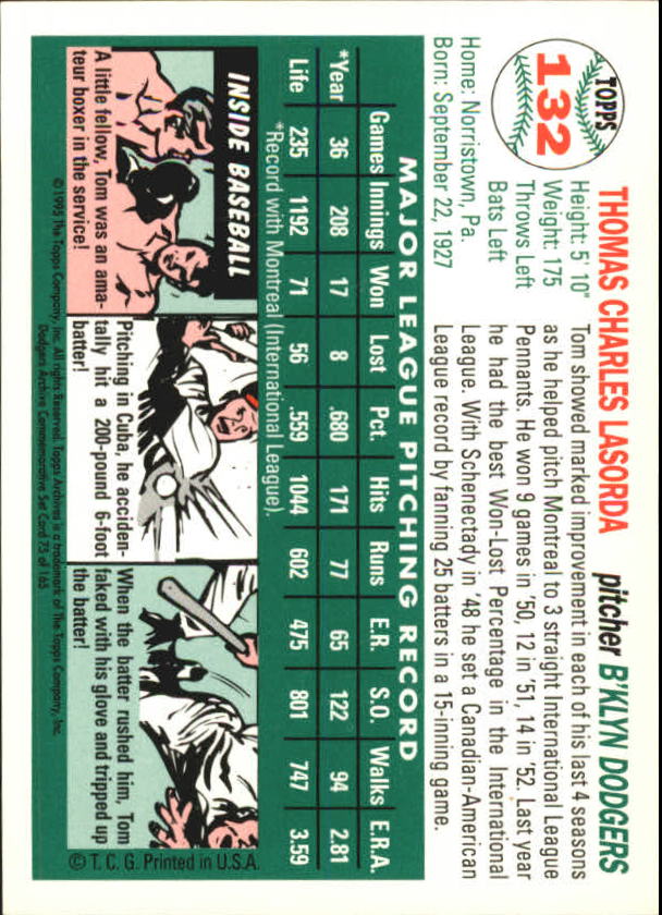 1995 Topps Archives Brooklyn Dodgers Baseball - Picture 98 of 186