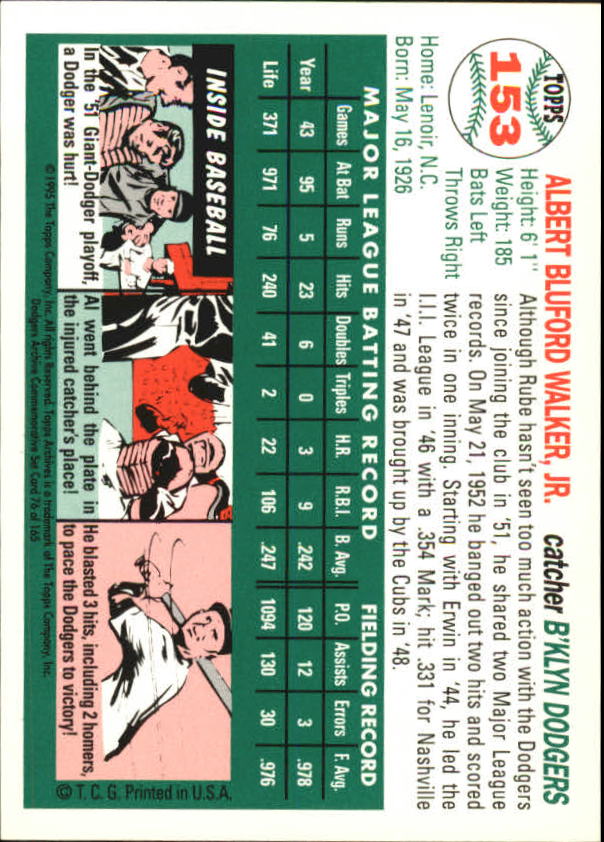 1995 Topps Archives Brooklyn Dodgers Baseball - Picture 100 of 186