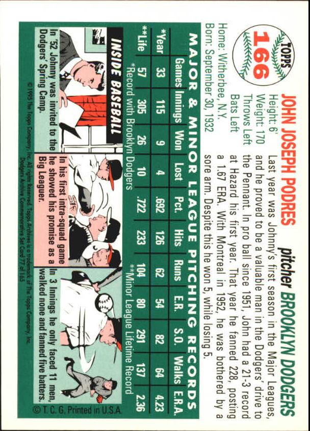 1995 Topps Archives Brooklyn Dodgers Baseball - Picture 102 of 186