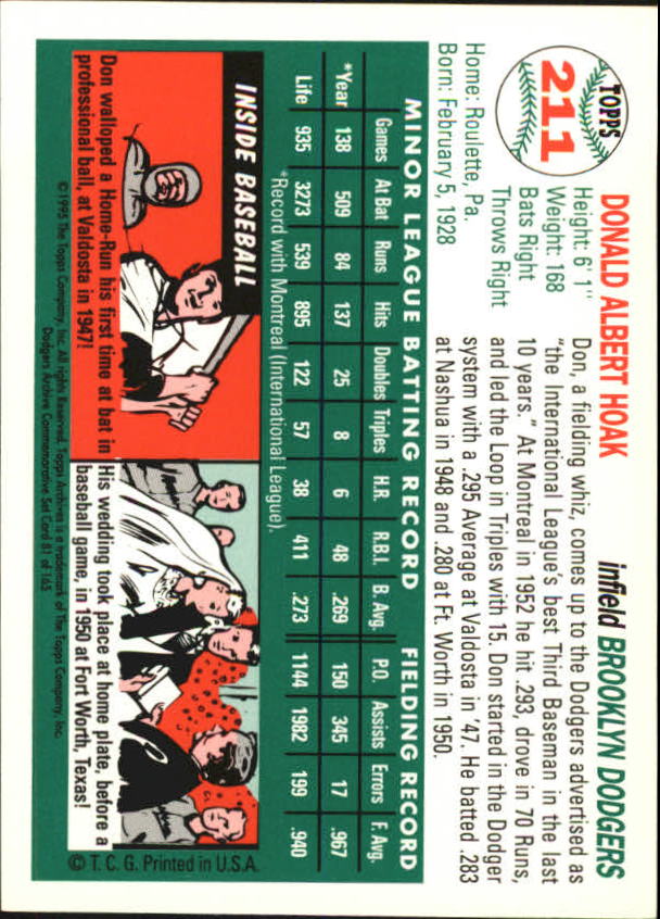 1995 Topps Archives Brooklyn Dodgers Baseball - Picture 108 of 186