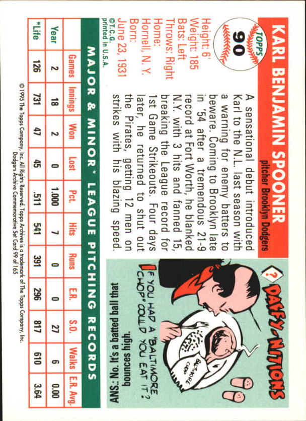 1995 Topps Archives Brooklyn Dodgers Baseball - Picture 126 of 186